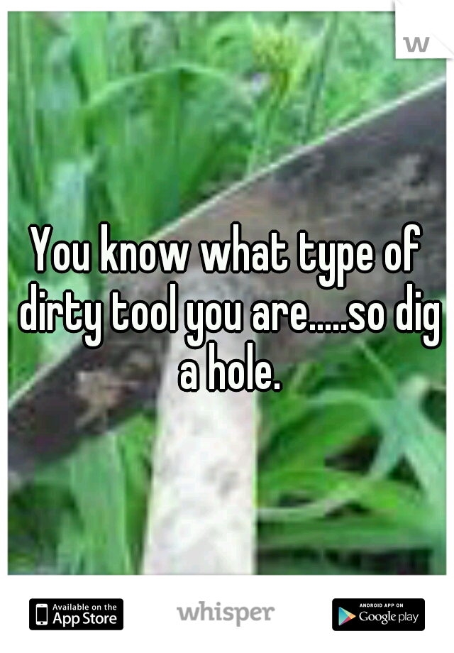 You know what type of dirty tool you are.....so dig a hole.