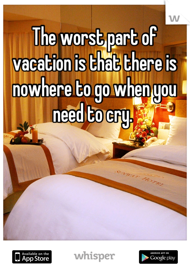 The worst part of vacation is that there is nowhere to go when you need to cry. 