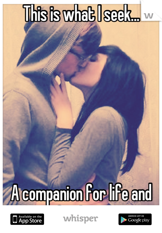 This is what I seek...







A companion for life and for love.