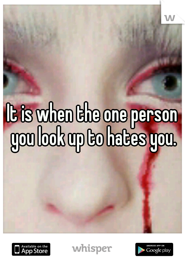 It is when the one person you look up to hates you.