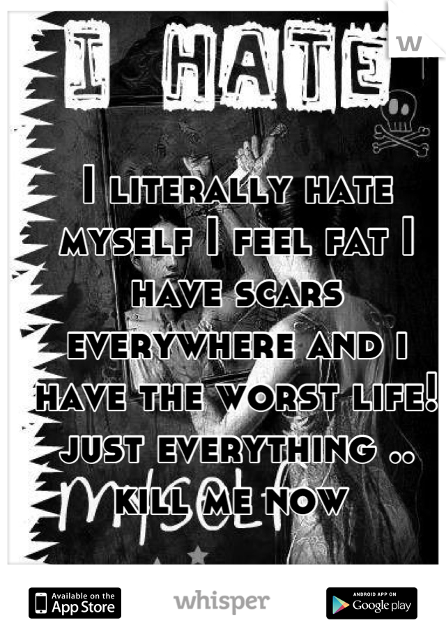 I literally hate myself I feel fat I have scars everywhere and i have the worst life! just everything .. kill me now 