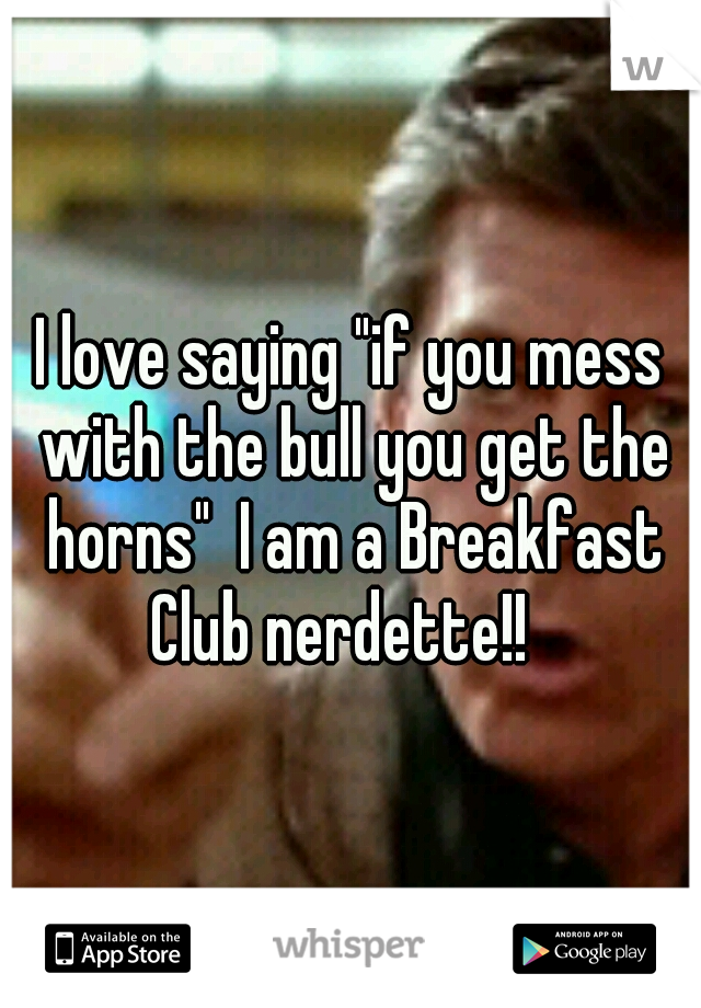 I love saying "if you mess with the bull you get the horns"  I am a Breakfast Club nerdette!!
