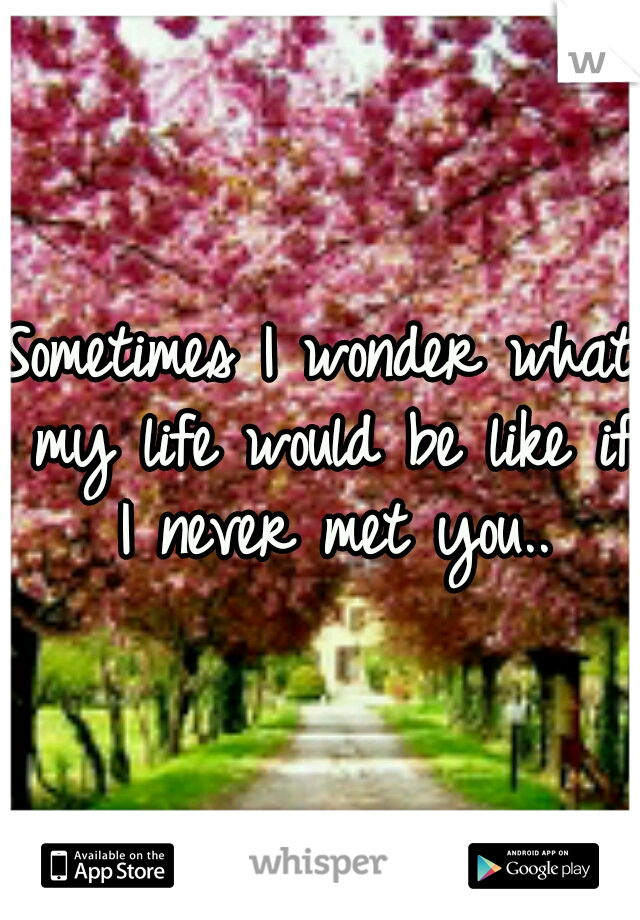 Sometimes I wonder what my life would be like if I never met you..
