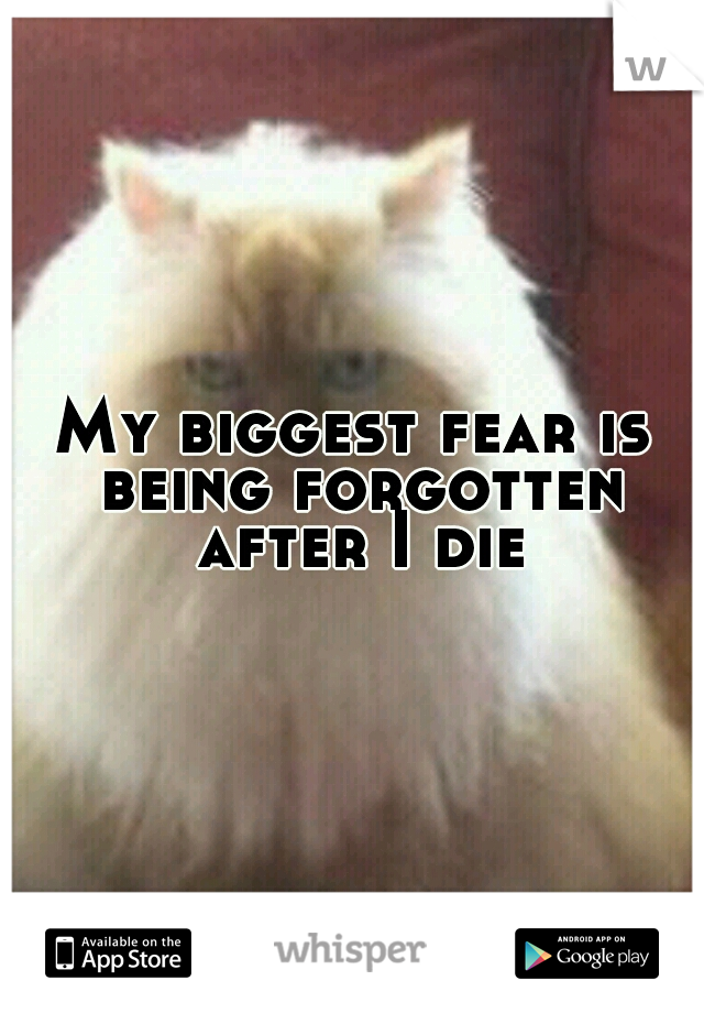 My biggest fear is being forgotten after I die