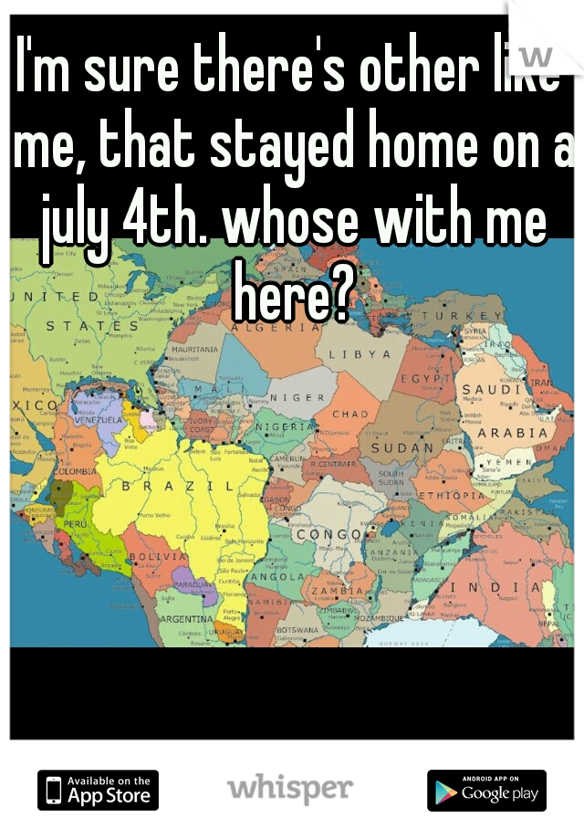 I'm sure there's other like me, that stayed home on a july 4th. whose with me here?