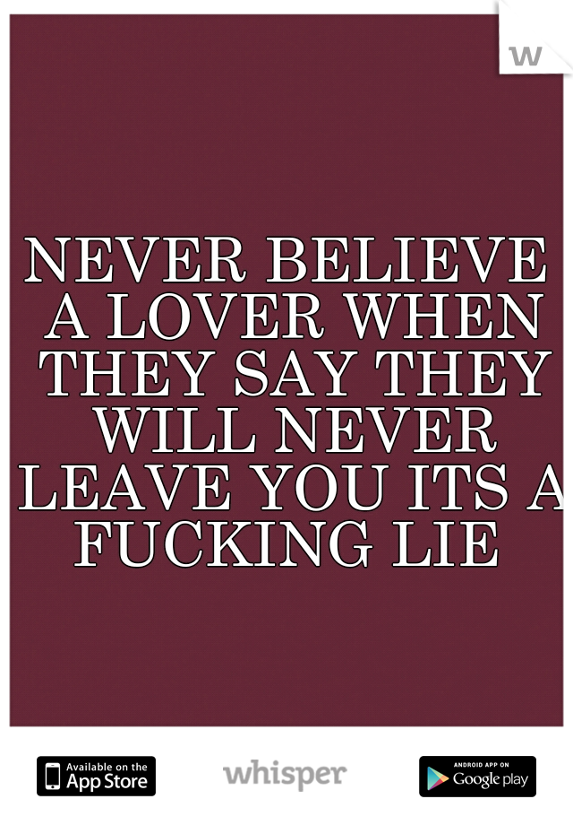 NEVER BELIEVE A LOVER WHEN THEY SAY THEY WILL NEVER LEAVE YOU ITS A FUCKING LIE 