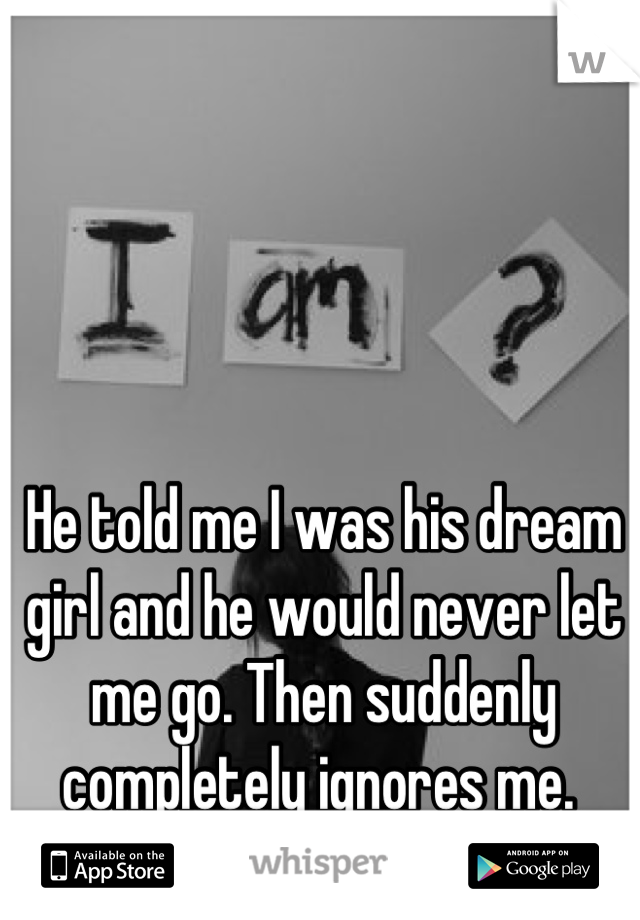 He told me I was his dream girl and he would never let me go. Then suddenly completely ignores me. 