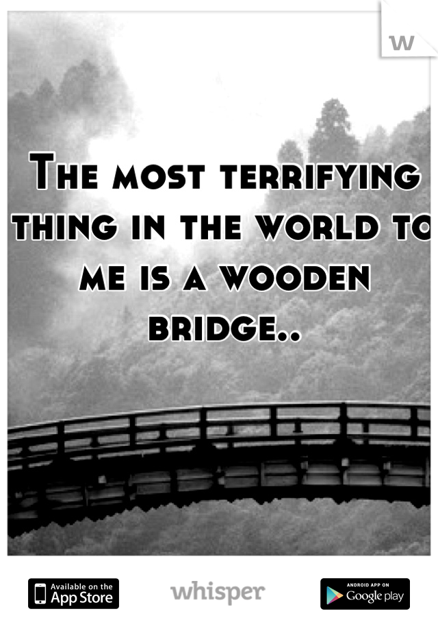 The most terrifying thing in the world to me is a wooden bridge..
