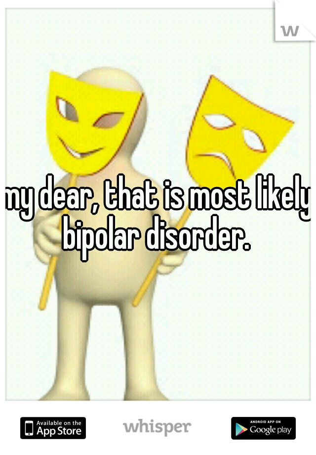 my dear, that is most likely bipolar disorder. 