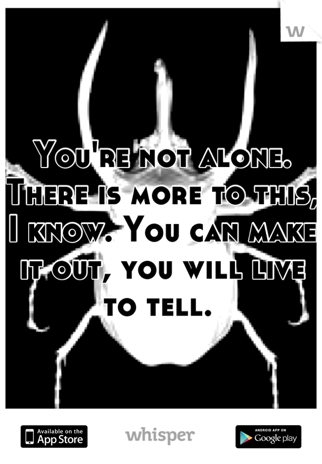 You're not alone. There is more to this, I know. You can make it out, you will live to tell. 