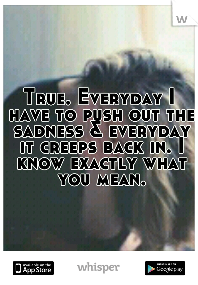True. Everyday I have to push out the sadness & everyday it creeps back in. I know exactly what you mean.