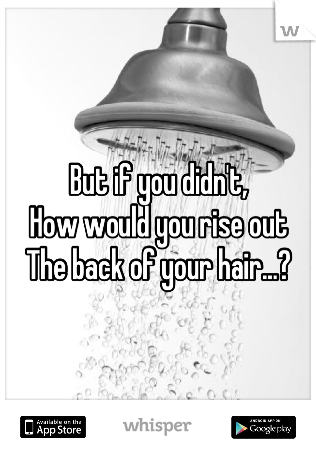 But if you didn't, 
How would you rise out 
The back of your hair...?