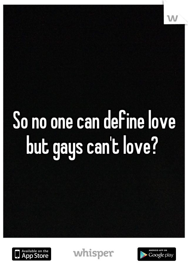 So no one can define love but gays can't love? 