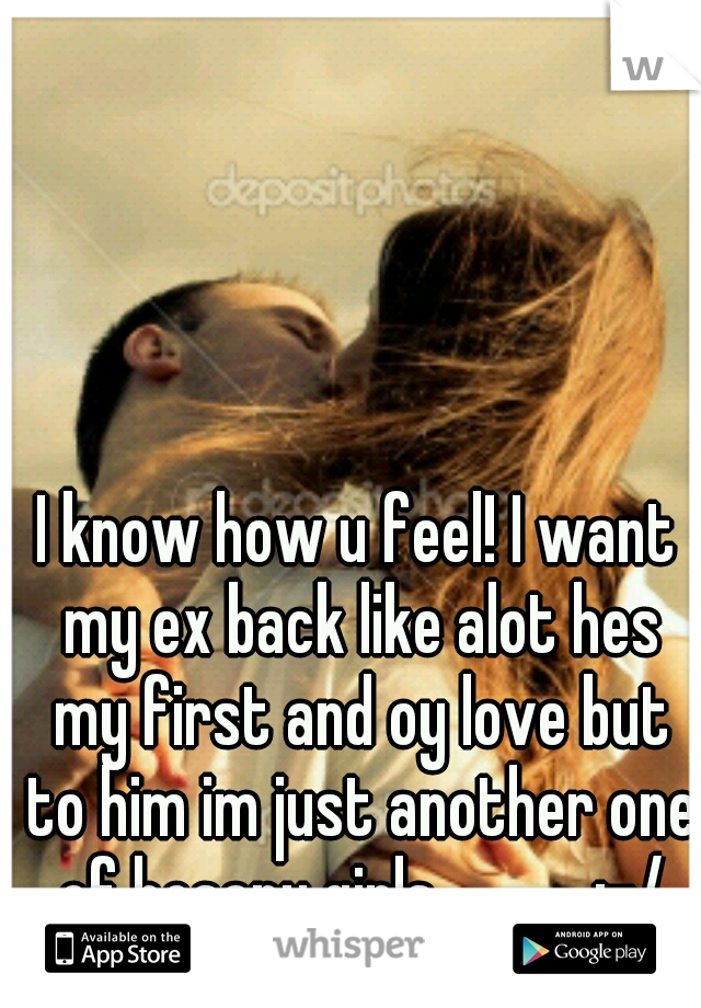 I know how u feel! I want my ex back like alot hes my first and oy love but to him im just another one of hosany girls............ :-/