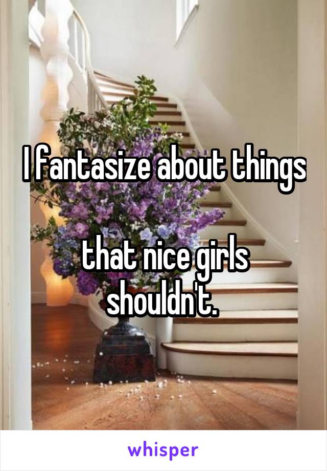 I fantasize about things    
that nice girls shouldn't. 