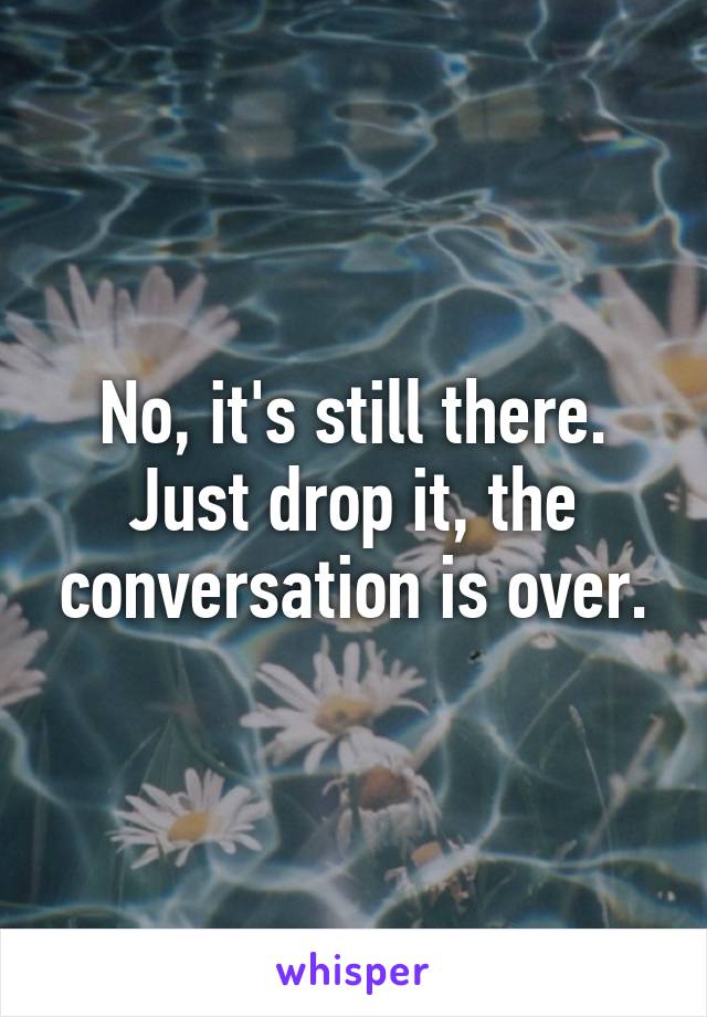 No, it's still there. Just drop it, the conversation is over.