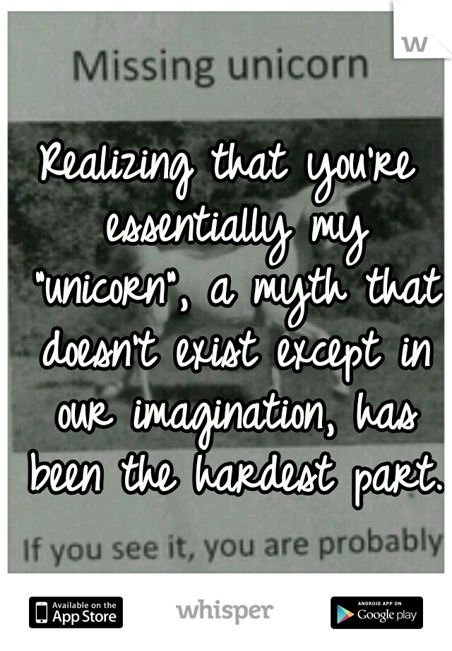 Realizing that you're essentially my "unicorn", a myth that doesn't exist except in our imagination, has been the hardest part.