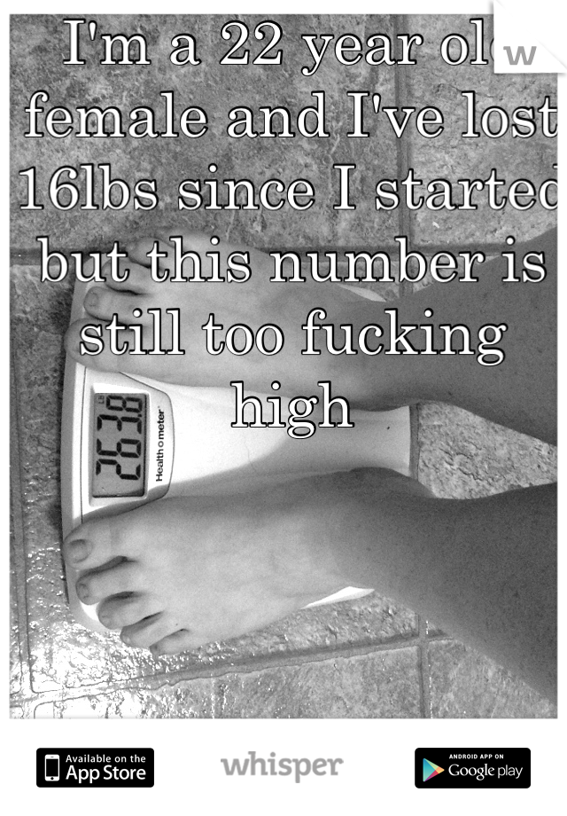 I'm a 22 year old female and I've lost 16lbs since I started but this number is still too fucking high