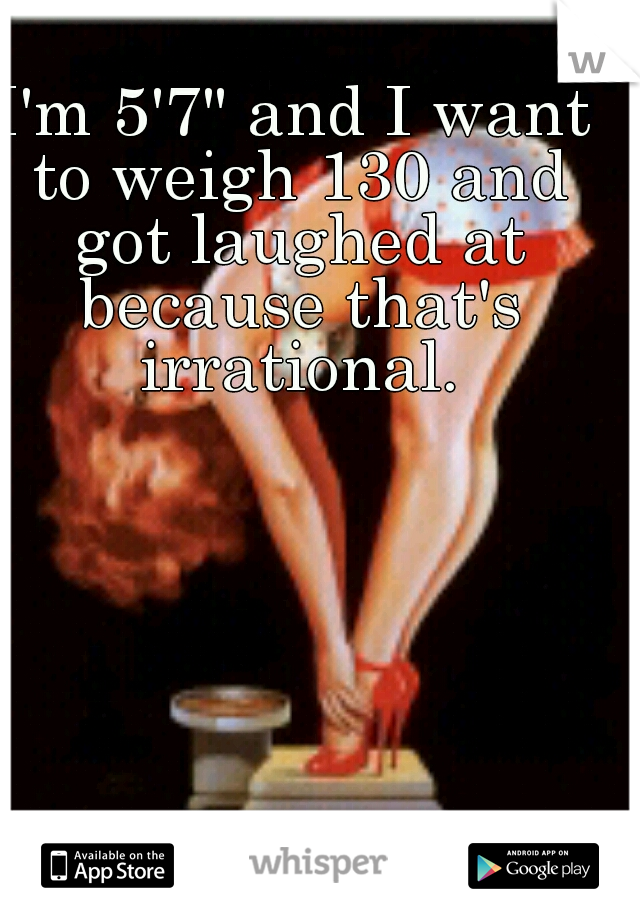 I'm 5'7" and I want to weigh 130 and got laughed at because that's irrational.