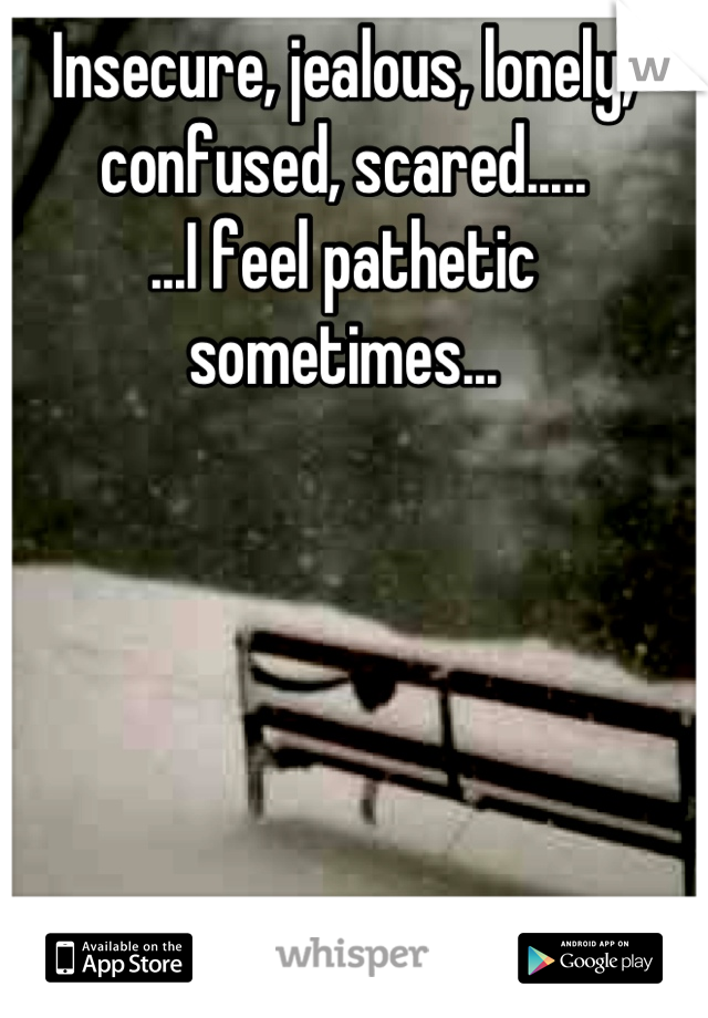 Insecure, jealous, lonely, confused, scared.....
...I feel pathetic sometimes...