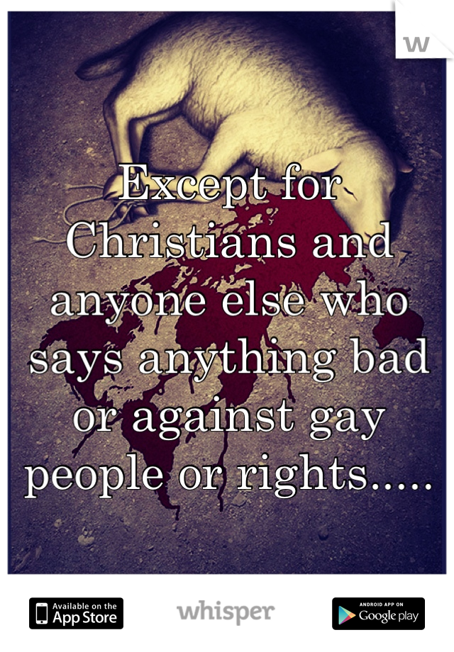 Except for Christians and anyone else who says anything bad or against gay people or rights.....