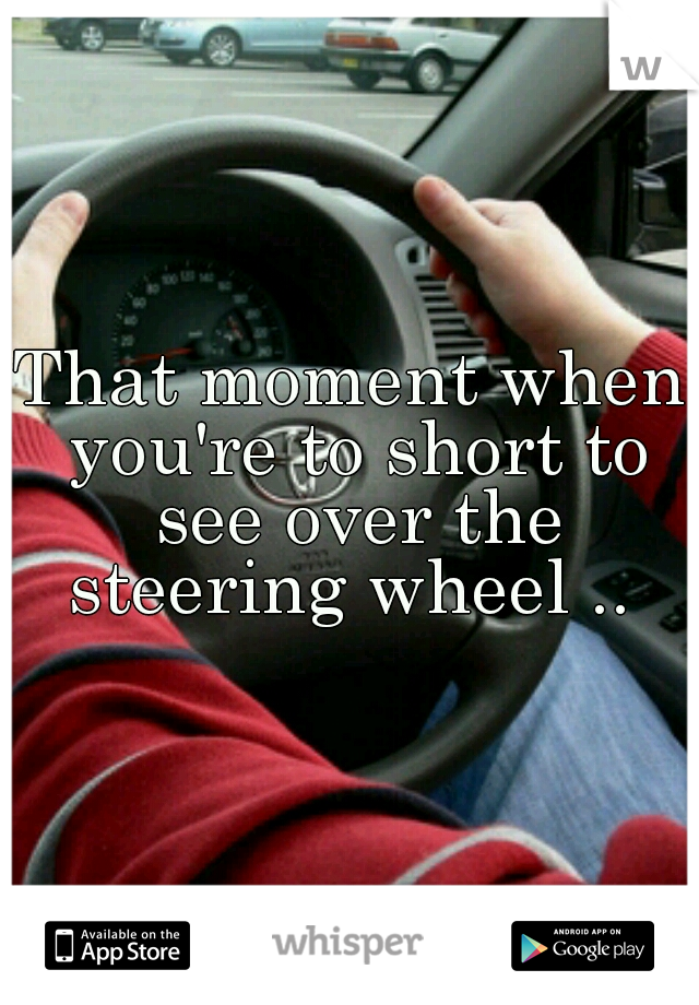 That moment when you're to short to see over the steering wheel .. 