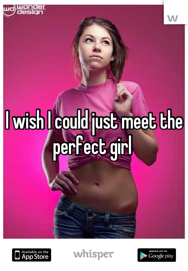 I wish I could just meet the perfect girl 