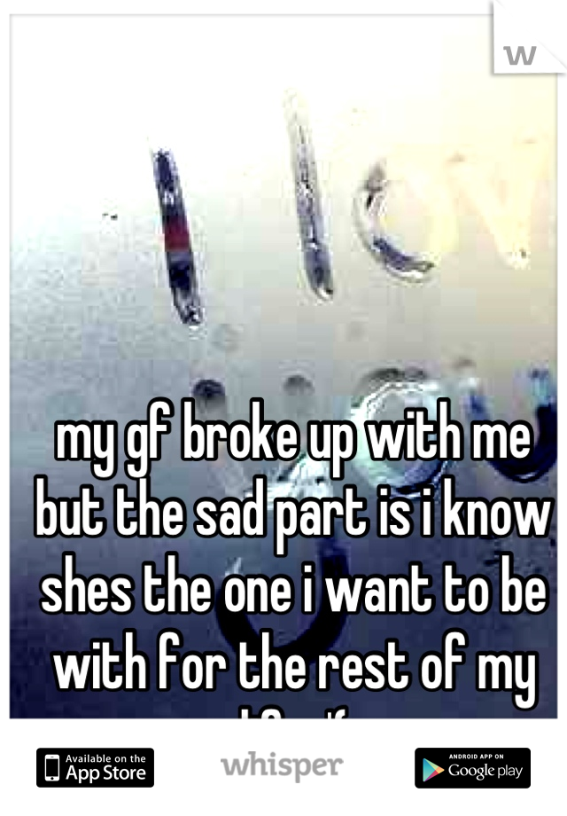 my gf broke up with me but the sad part is i know shes the one i want to be with for the rest of my life :'(