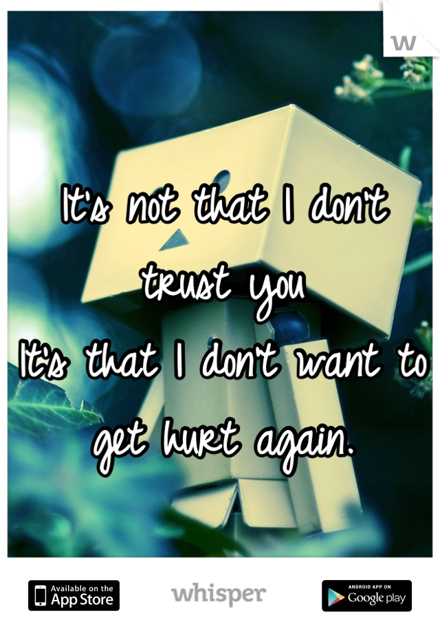 It's not that I don't trust you
It's that I don't want to 
get hurt again.