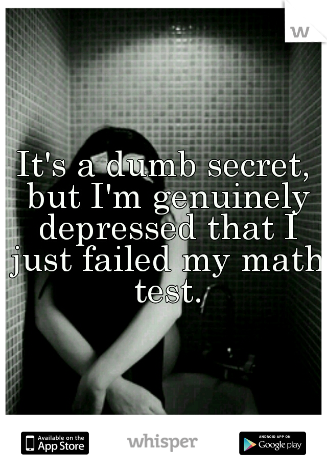 It's a dumb secret, but I'm genuinely depressed that I just failed my math test.