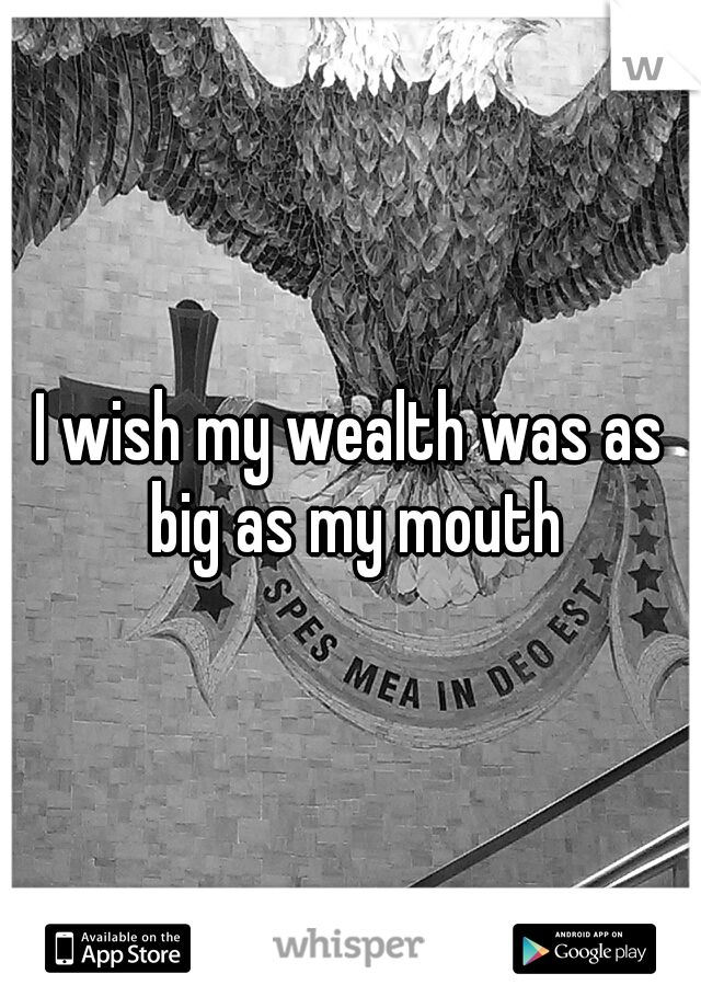 I wish my wealth was as big as my mouth