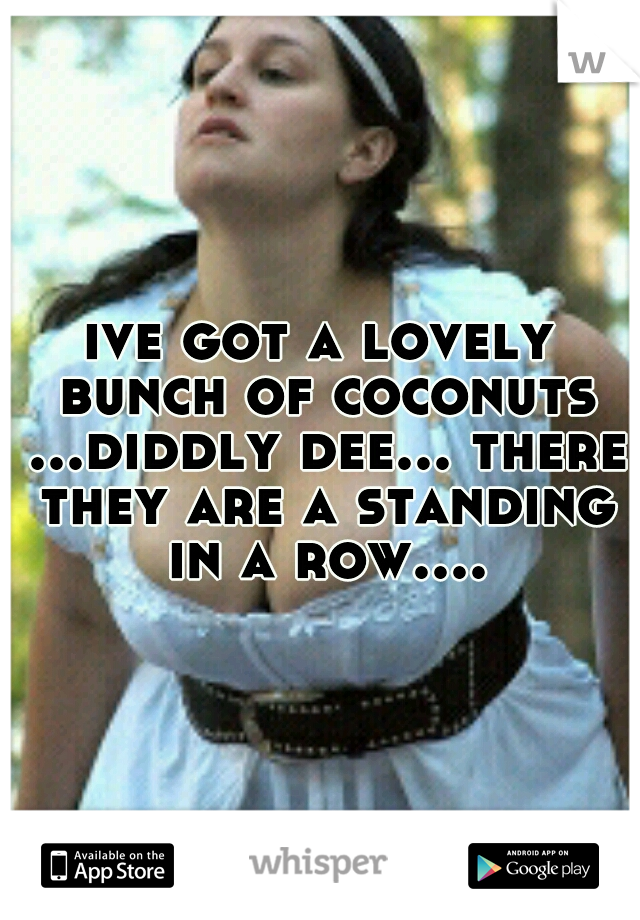 ive got a lovely bunch of coconuts ...diddly dee... there they are a standing in a row....