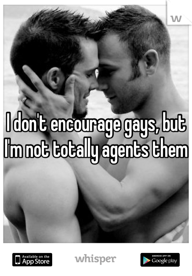 I don't encourage gays, but I'm not totally agents them  