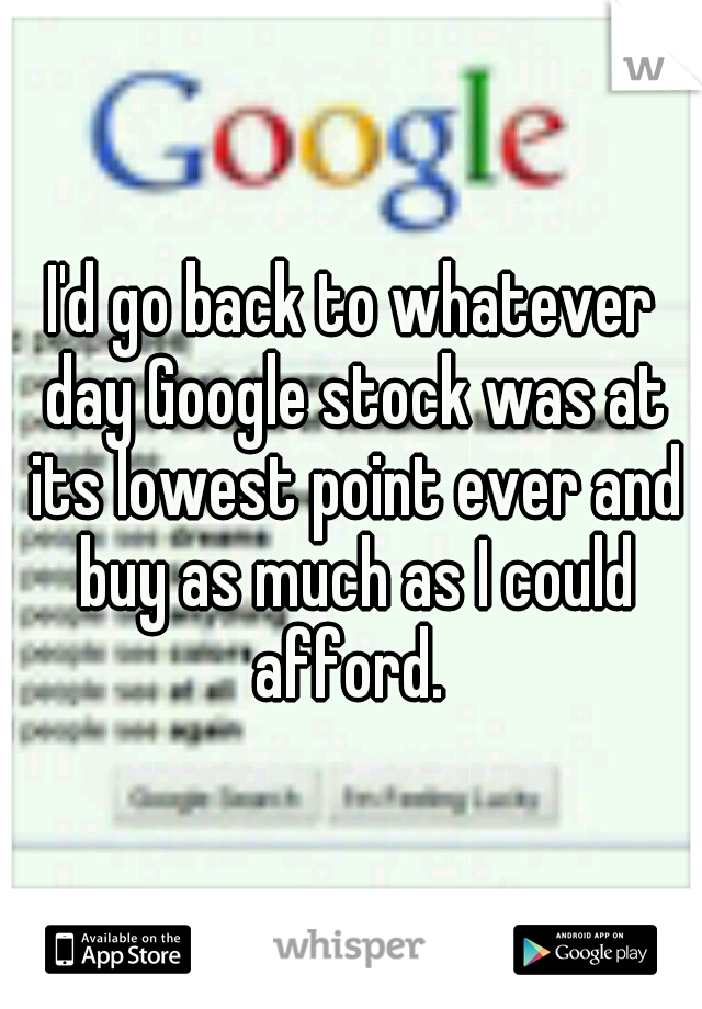I'd go back to whatever day Google stock was at its lowest point ever and buy as much as I could afford. 