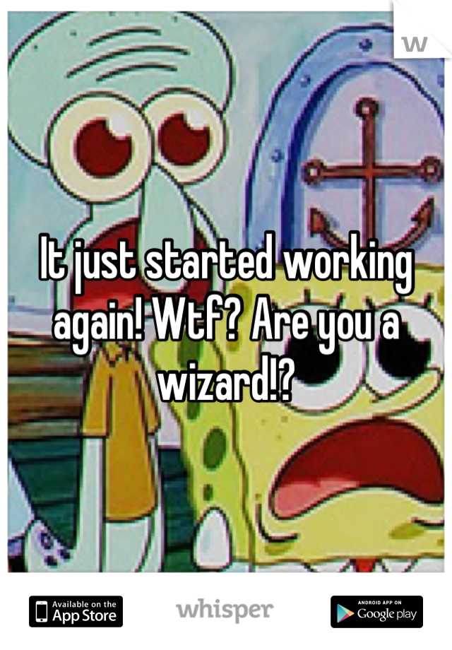 It just started working again! Wtf? Are you a wizard!?