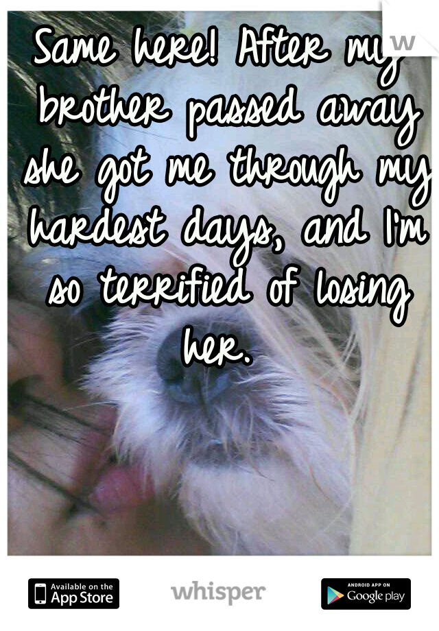 Same here! After my brother passed away she got me through my hardest days, and I'm so terrified of losing her. 