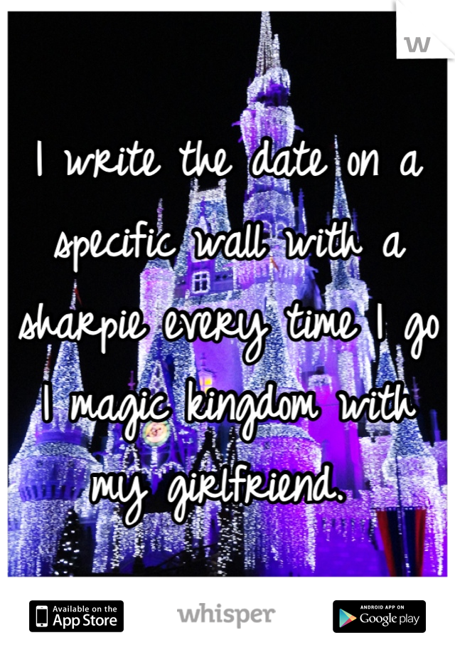 I write the date on a specific wall with a sharpie every time I go I magic kingdom with my girlfriend. 