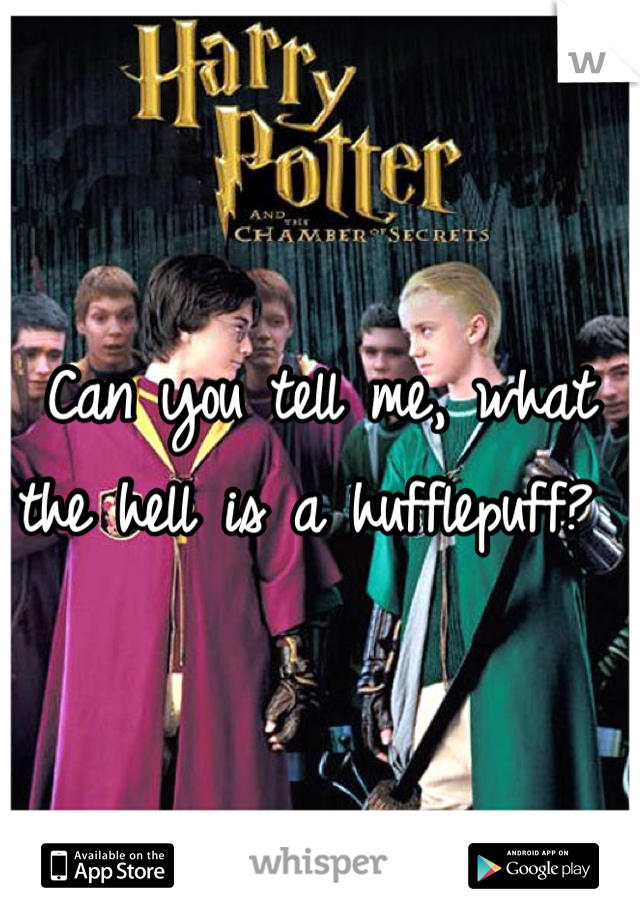 Can you tell me, what the hell is a hufflepuff? 