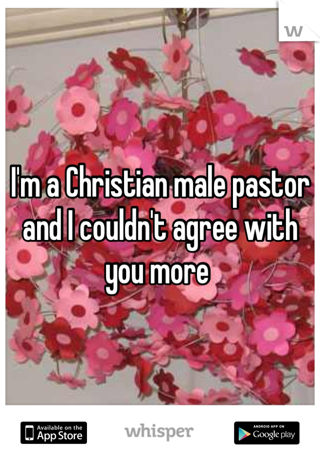 I'm a Christian male pastor and I couldn't agree with you more 