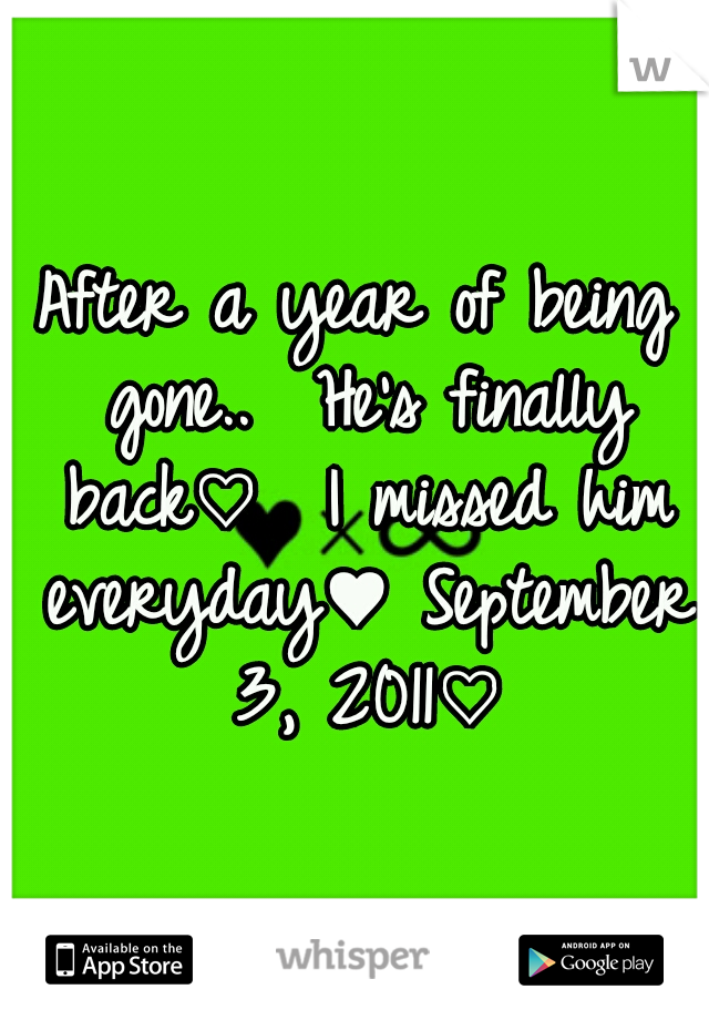 After a year of being gone..

He's finally back♡

I missed him everyday♥
September 3, 2011♡