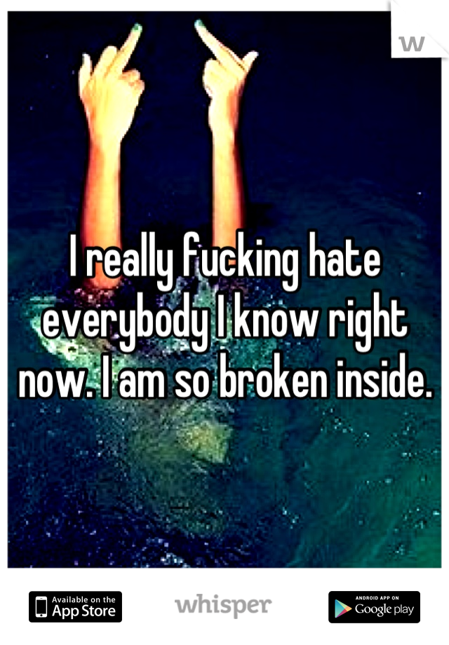 I really fucking hate everybody I know right now. I am so broken inside.