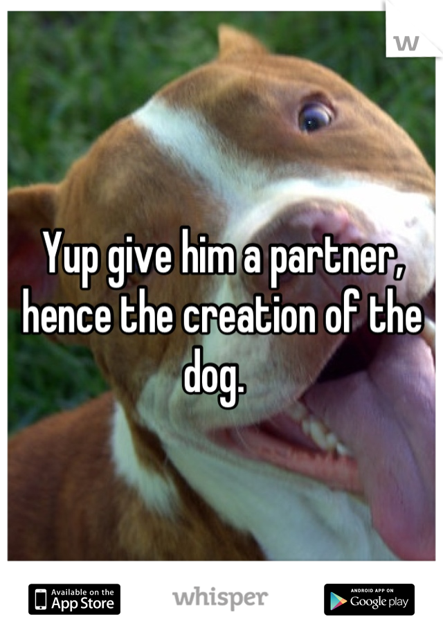 Yup give him a partner, hence the creation of the dog.  