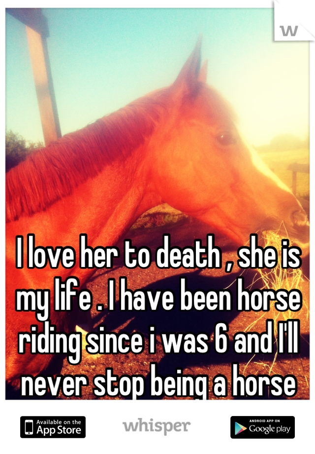 I love her to death , she is my life . I have been horse riding since i was 6 and I'll never stop being a horse lover <3