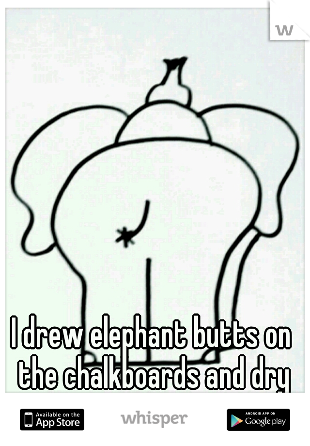 I drew elephant butts on the chalkboards and dry erase boards. 