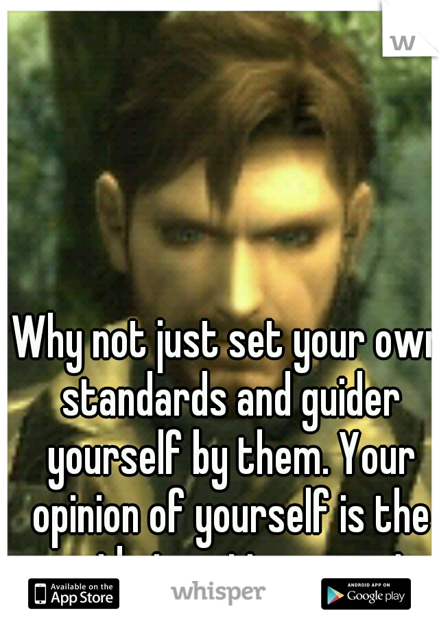 Why not just set your own standards and guider yourself by them. Your opinion of yourself is the one that matters most. 