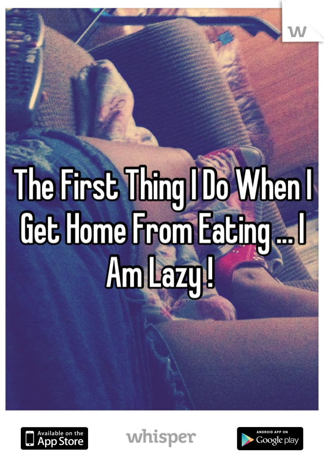 The First Thing I Do When I Get Home From Eating ... I Am Lazy ! 