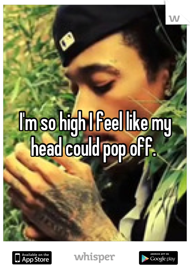 I'm so high I feel like my head could pop off. 
