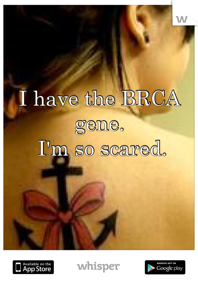 I have the BRCA gene.
 I'm so scared.