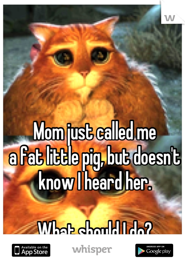 Mom just called me 
a fat little pig, but doesn't know I heard her. 

What should I do?