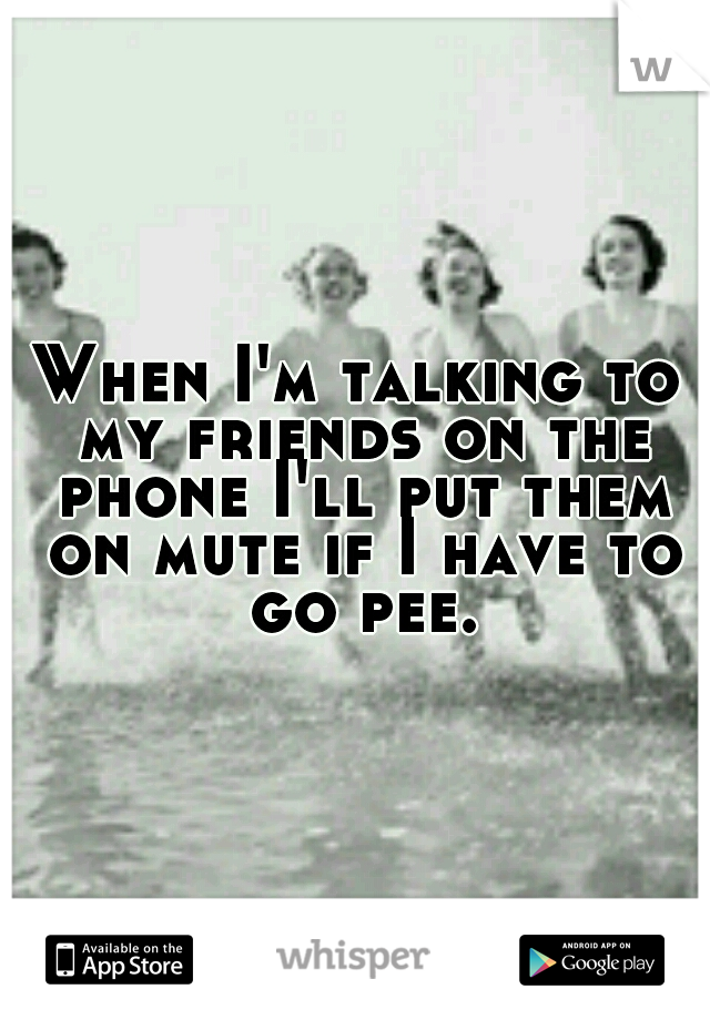 When I'm talking to my friends on the phone I'll put them on mute if I have to go pee.